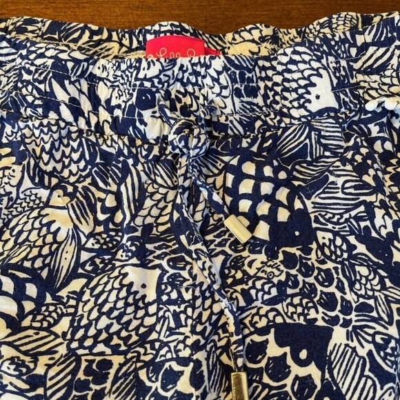 Lilly Pulitzer for Target blue white print pompom shorts medium - Picture 5 of 15